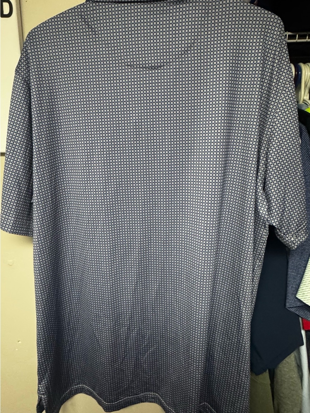 Peter Millar Summer Comfort Geometric Print Golf Polo Shirt L Blue Coppinwood - Picture 4 of 8